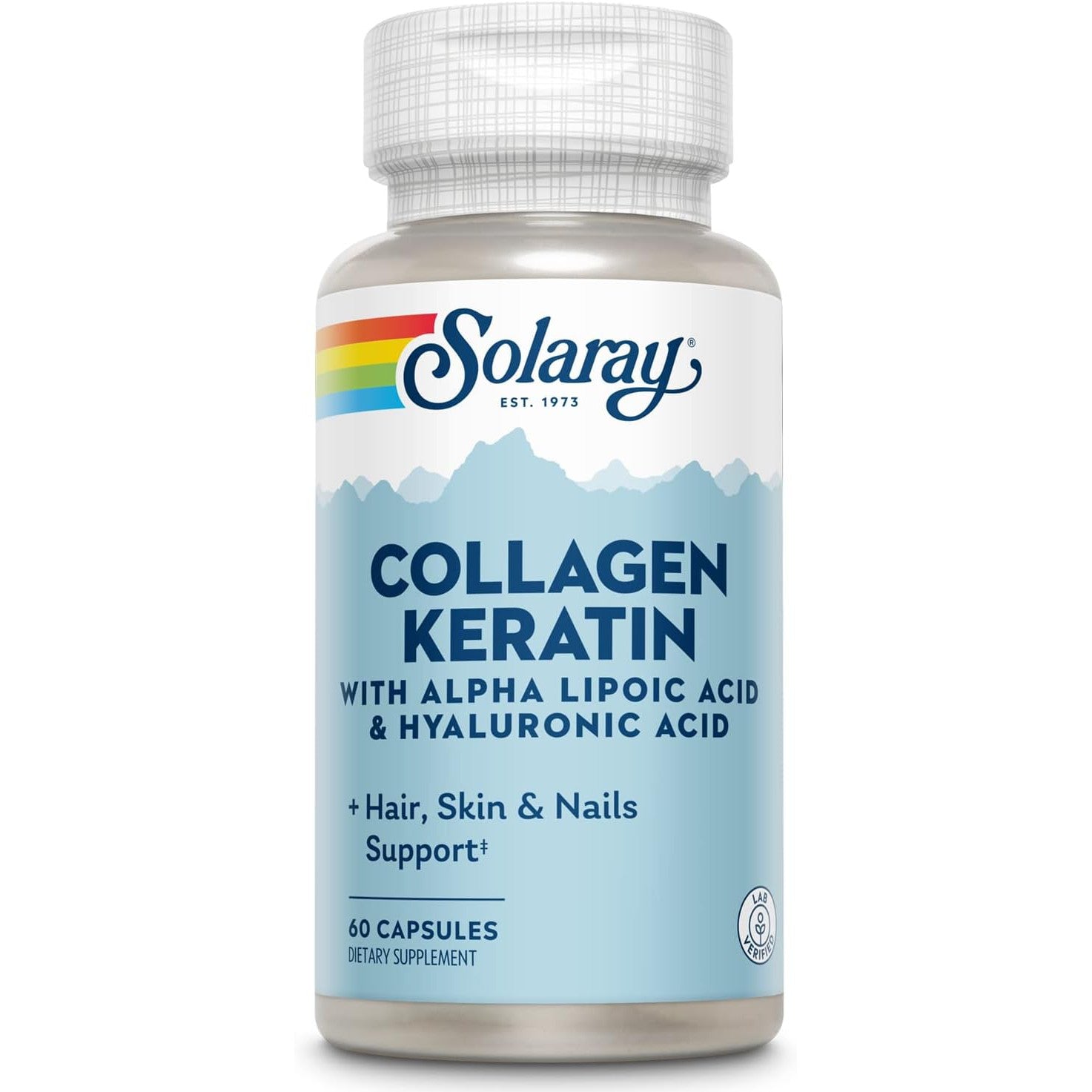 سولاراي كولاجين كيراتين كولاجين متعدد المصادر مع حمض ألفا ليبويك وحمض الهيالورونيك - كولاجين النوع الأول والثاني والثالث للشعر والبشرة والأظافر ودعم صحة المفاصل 60 كبسولة