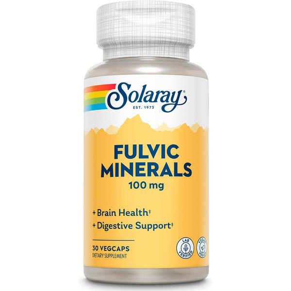 Solaray Fulvic Minerals 100 mg from Himalayan Shilajit for Brain Health and Healthy Digestion 30 VegCaps