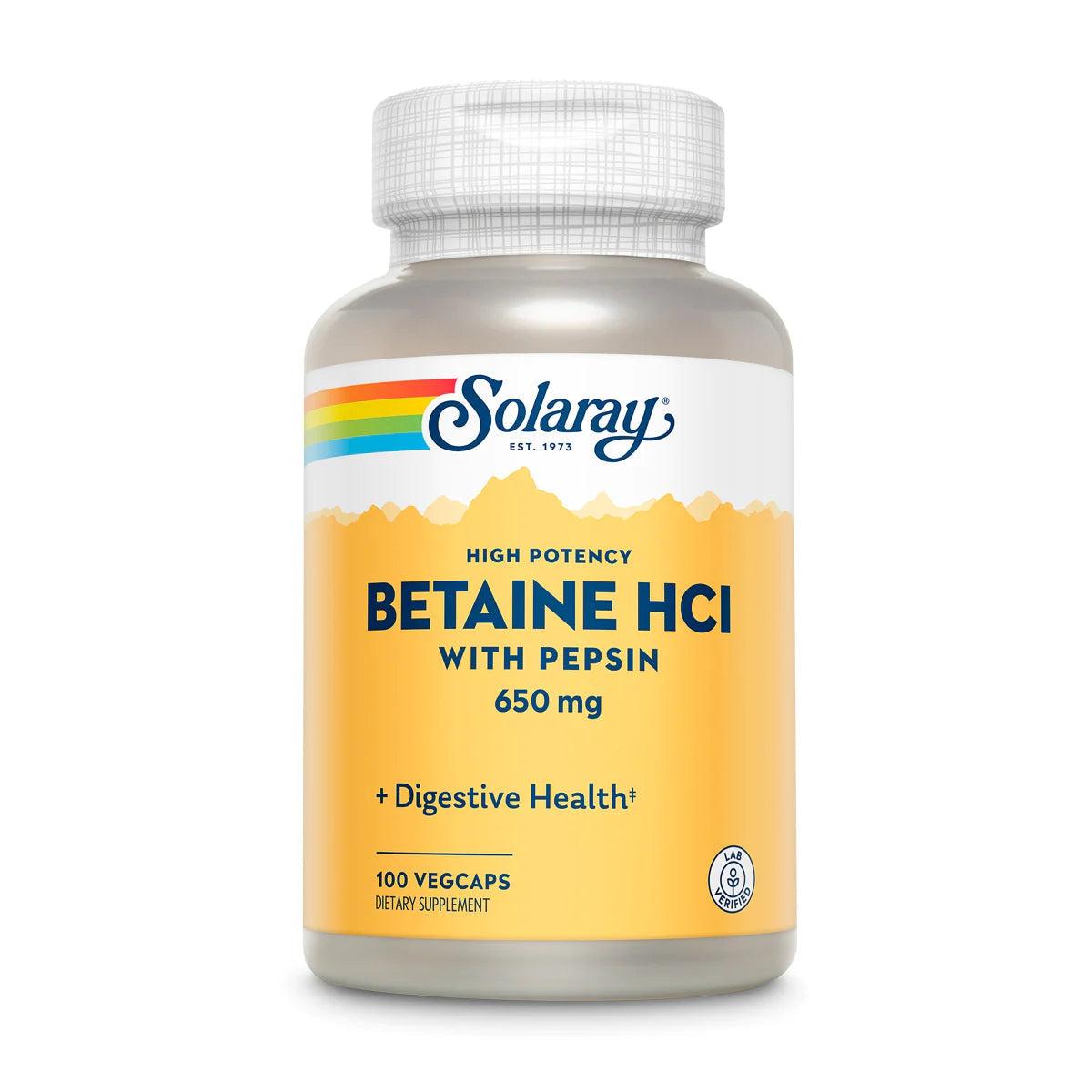 Solaray High Potency Betaine HCl with Pepsin 100 Veg Capsules