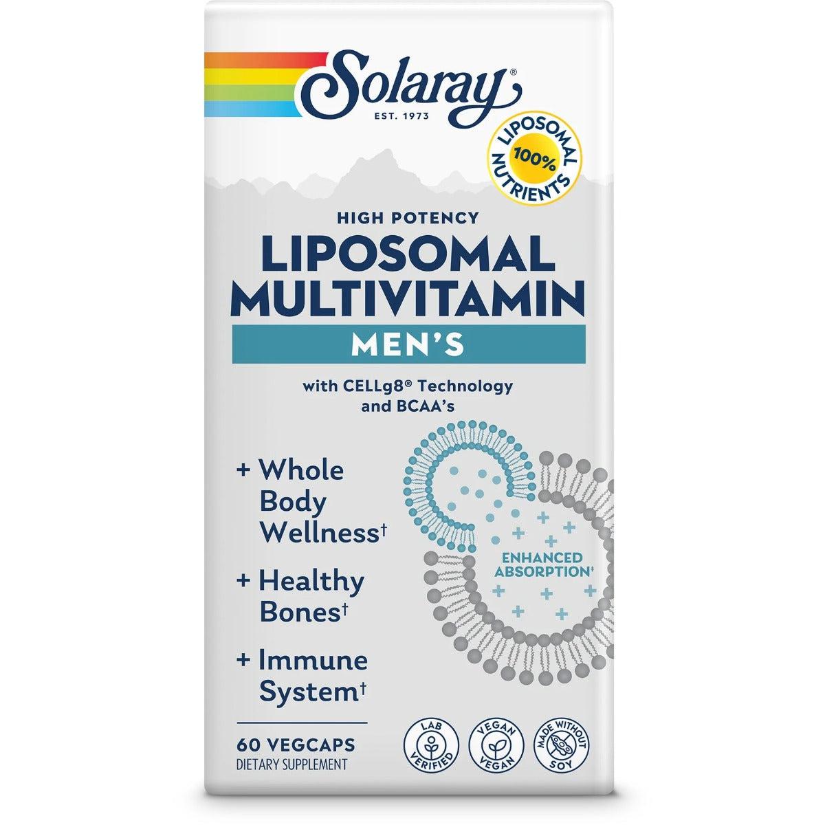 Solaray High Potency Liposomal Multivitamin Men's with CELLg8 and BCAA's Vegan 60 Vegetable Capsules