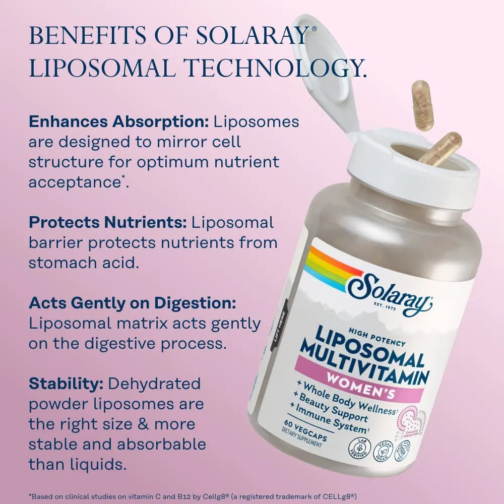 Solaray High Potency Liposomal Multivitamin Women's with Ashwagandha and GABA Vegan 60 Vegetable Capsules