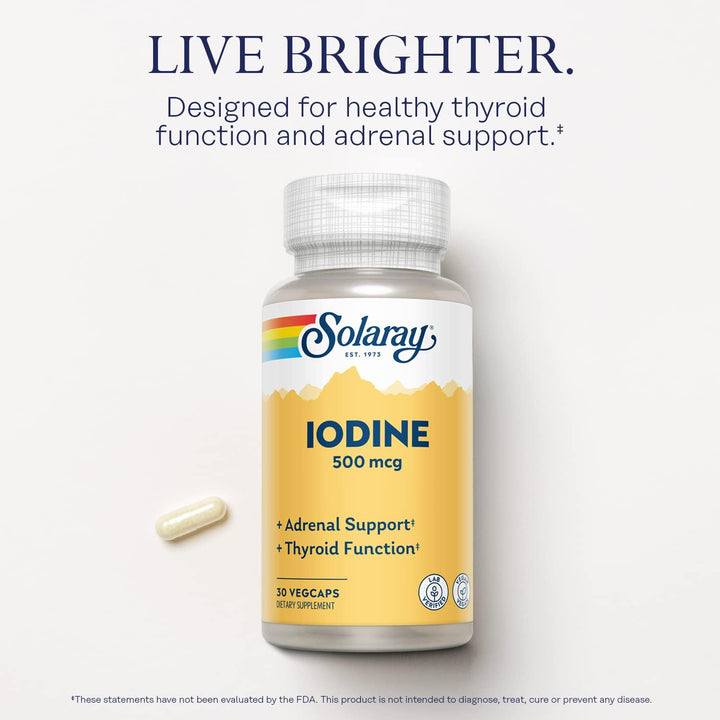 Solaray Iodine 500mcg 30 Vegetable Capsules