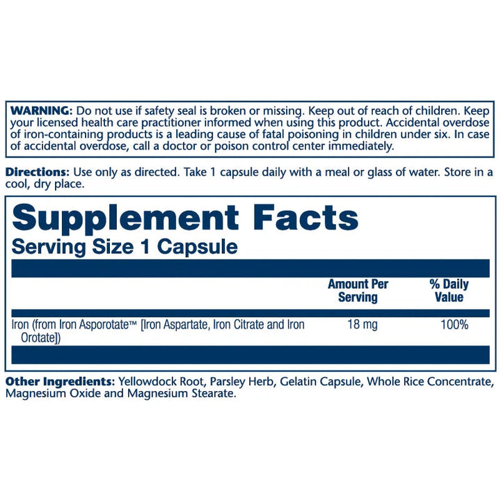 Solaray Iron Asporotate 18mg