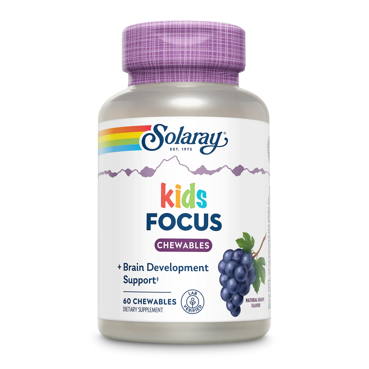 Solaray Kids Focus For Children Chewable with Natural Grape flavor 60 Chewables