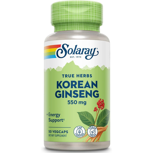 Solaray Korean Ginseng 550 mg Vegan Non-GMO | Healthy Stress, Energy & Physical Endurance Support | 50 VegCaps