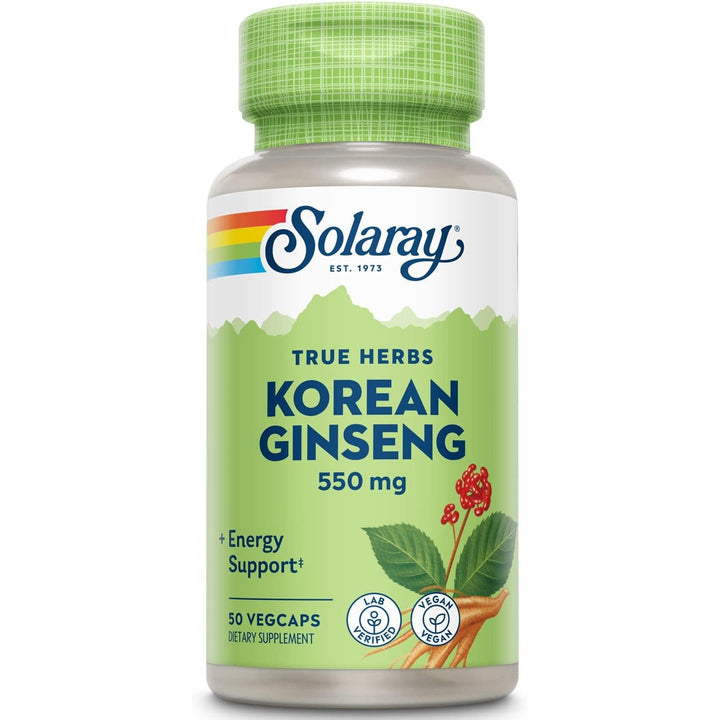 Solaray Korean Ginseng 550 mg Vegan Non-GMO | Healthy Stress, Energy & Physical Endurance Support | 50 VegCaps