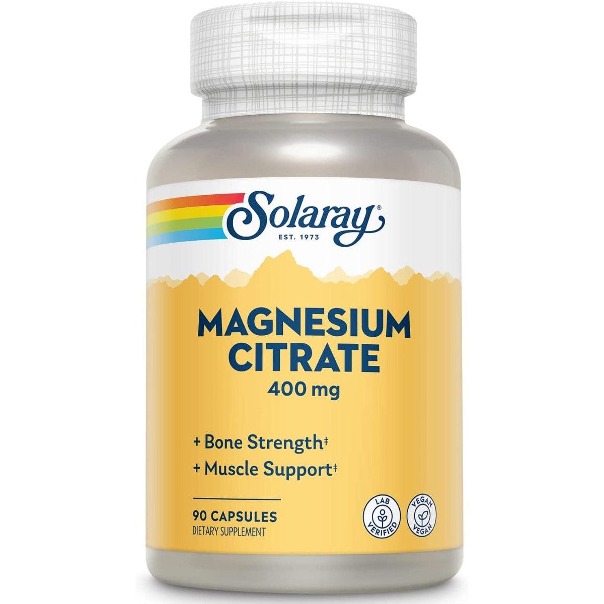 Solaray Magnesium Citrate 400mg 90 Vegetable Capsules