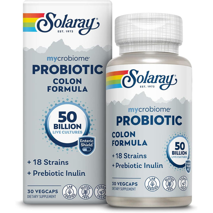 Solaray Mycrobiome Probiotic Colon Formula 50 Billion 18 Strain 30 VegCaps