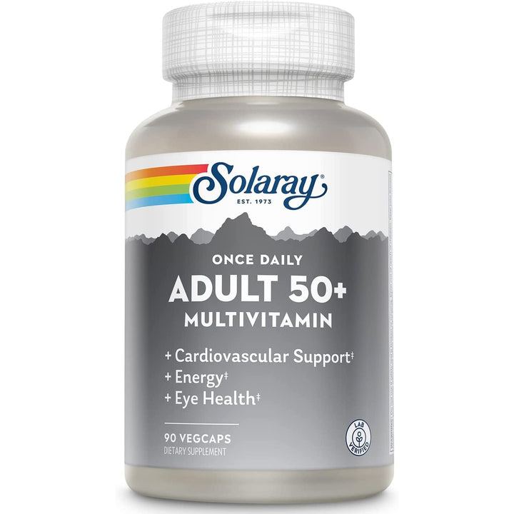 Solaray Once Daily Adult 50+ Multivitamin Healthy Energy, Heart & Immune Support for Mature Adults 90 Vegetable Capsules