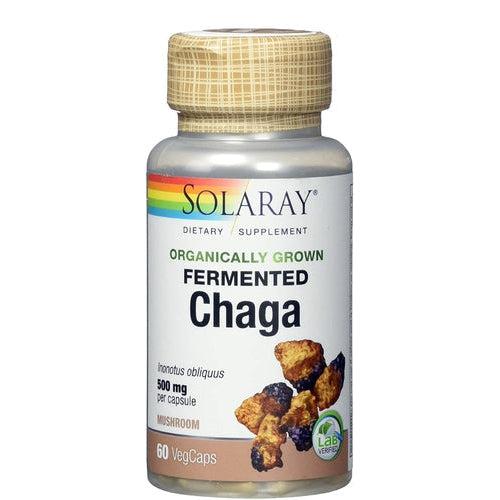 Solaray Organic Fermented Chaga Mushroom 500mg Healthy Immune Function Support 60 Vegetable Capsules