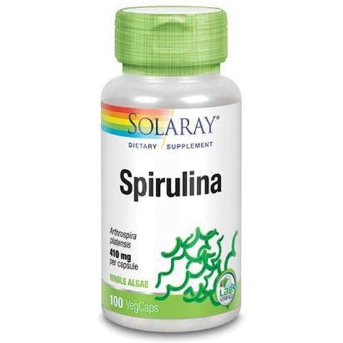 Solaray Organic Spirulina 410mg 100 Vegetable Capsules 100% Vegan and Non-GMO
