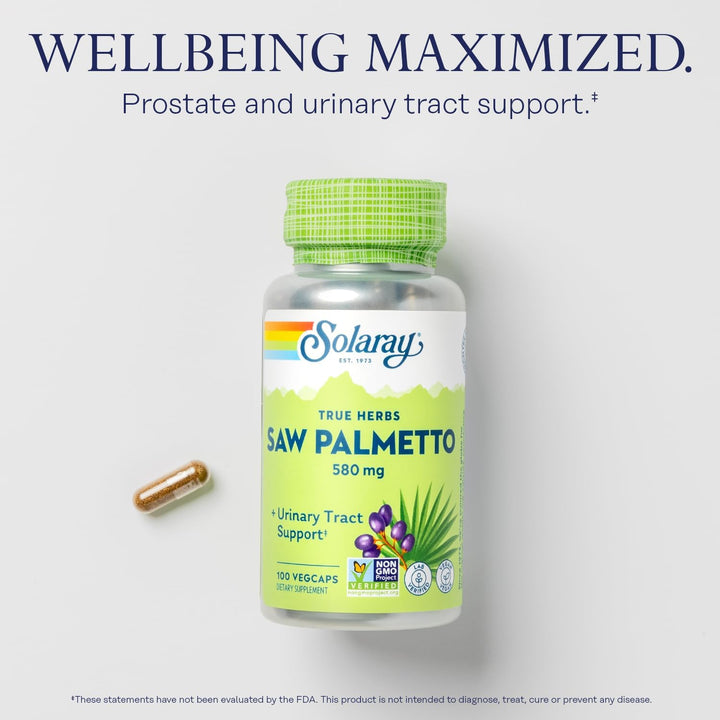 Solaray Saw Palmetto Berry 580mg 100 Vegetable Capsules