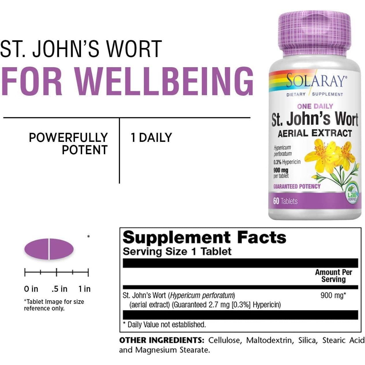 Solaray St. John's Wort Aerial Extract 0.3% Hypericin Guaranteed Potency 60 vegcaps