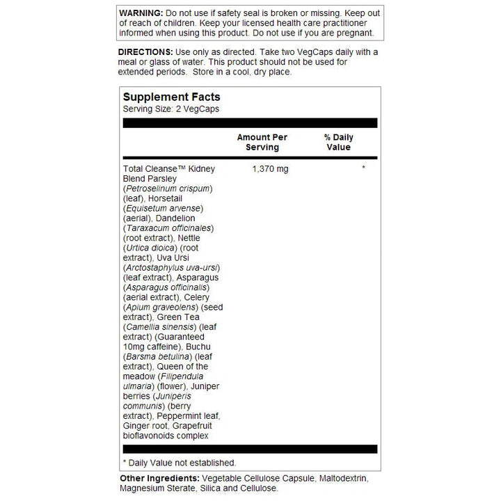 Solaray Total Cleanse Kidney 60 Vegetable Capsules