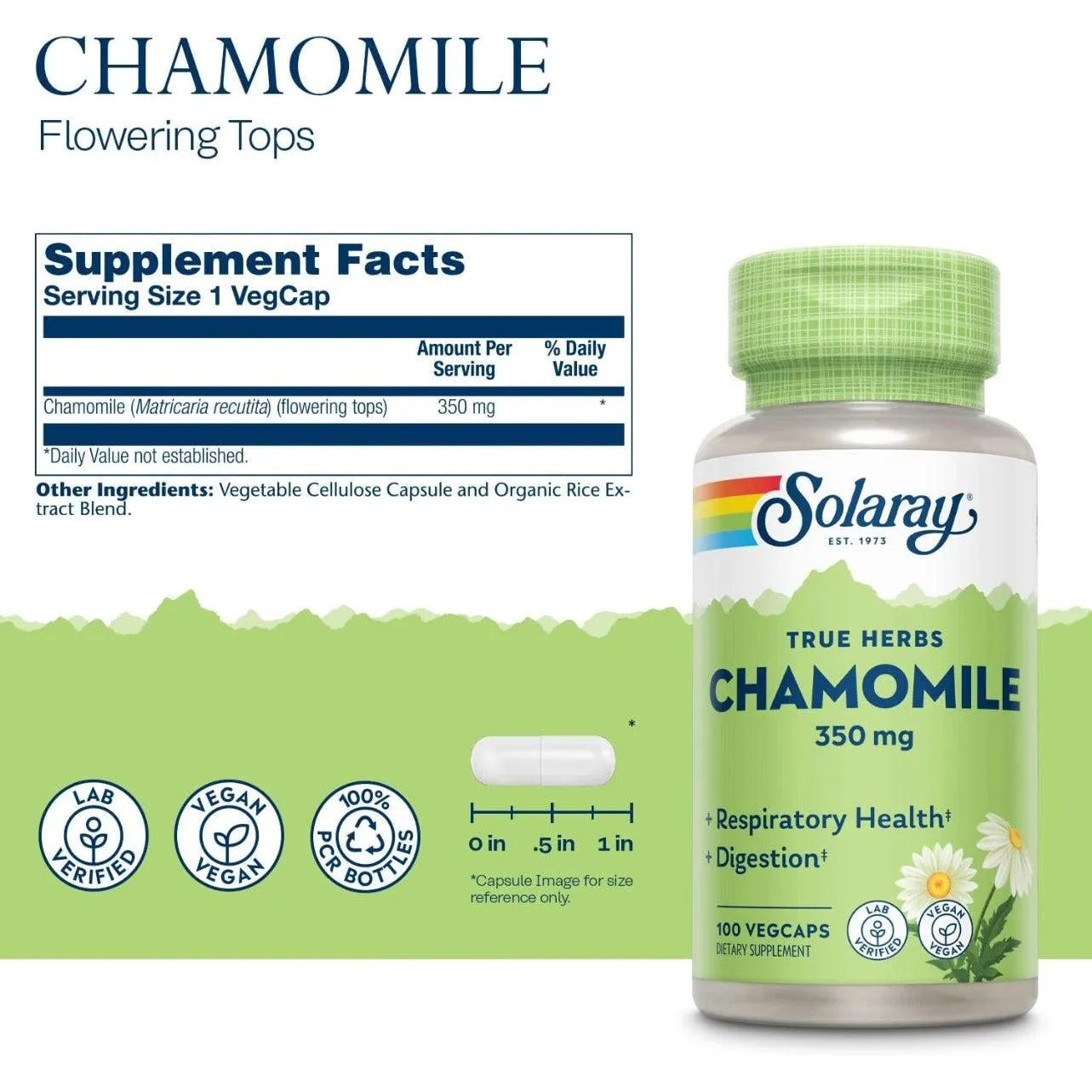 Solaray True Herbs Chamomile 350mg 100 VegCaps