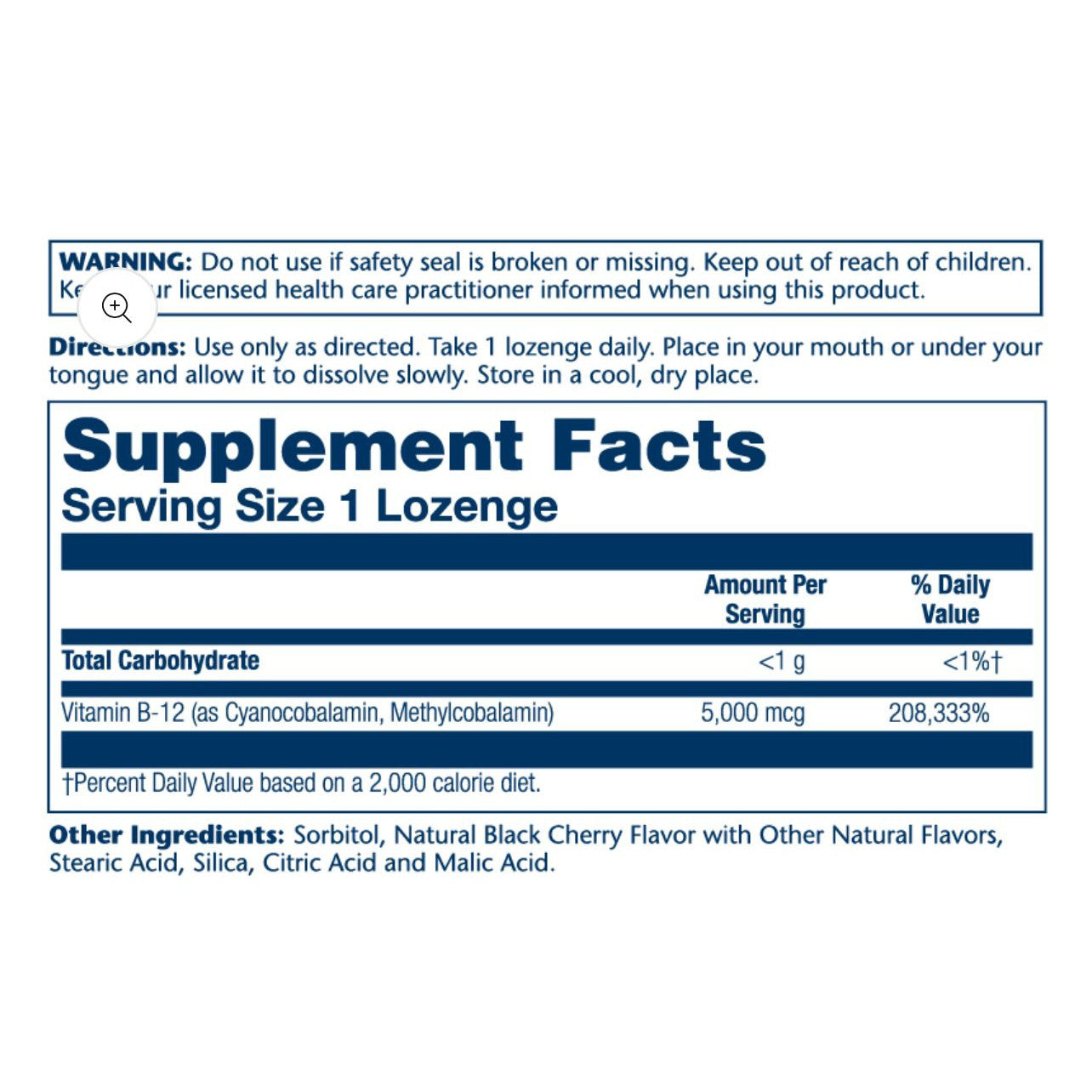 Solaray Vitamin B12 5000mcg 30 Lozenges