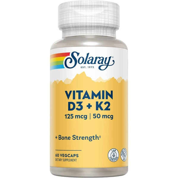 Solaray Vitamin D3 with K2 125mcg 5000IU 60 Vegetable Capsules