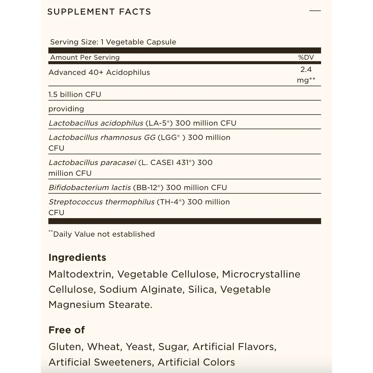 Solgar Advanced 40+ Acidophilus 60 Vegetable Capsules