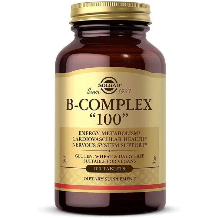 Solgar B-Complex 100 Vitamin B Complex Gluten Free Dairy Free Vegan 100 Tablets