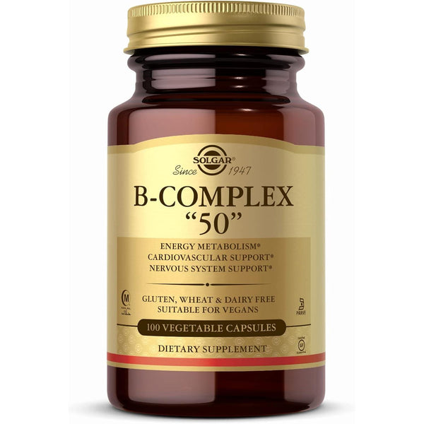 Solgar B-Complex 50 Gluten Free Dairy Free Vegan 100 Vegetable Capsules