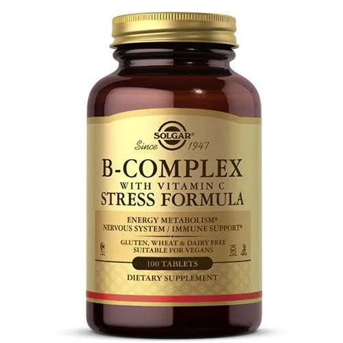 Solgar B-Complex Vitamin B With Vitamin C Stress Formula 100 Tablets
