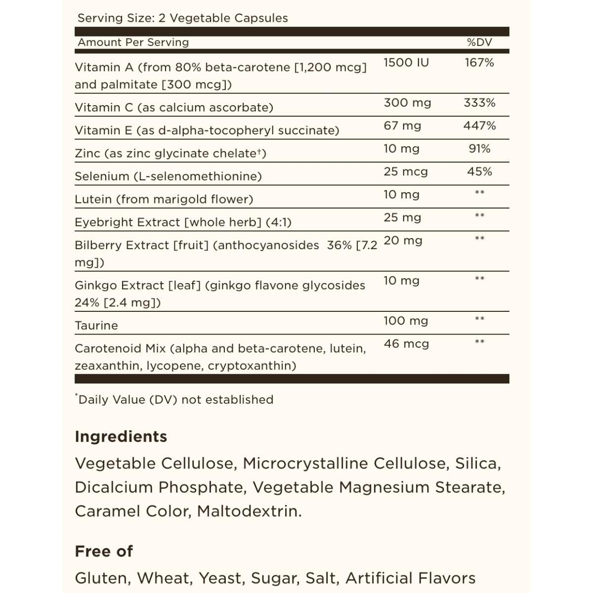 Solgar Bilberry Ginkgo Eyebright Complex Eye Health Antioxidant Support 60 Vegetable Capsules
