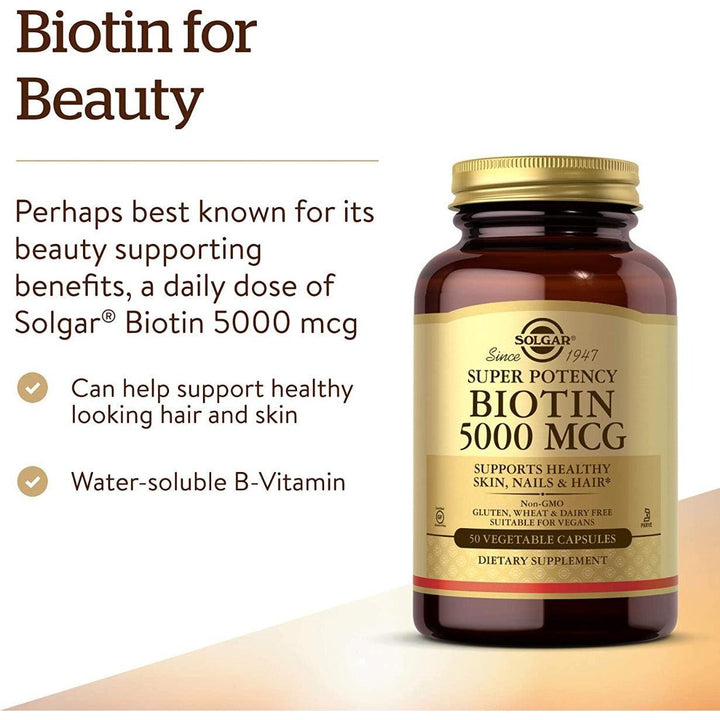 Solgar Biotin 5000 MCG 50 Vegetable Capsules