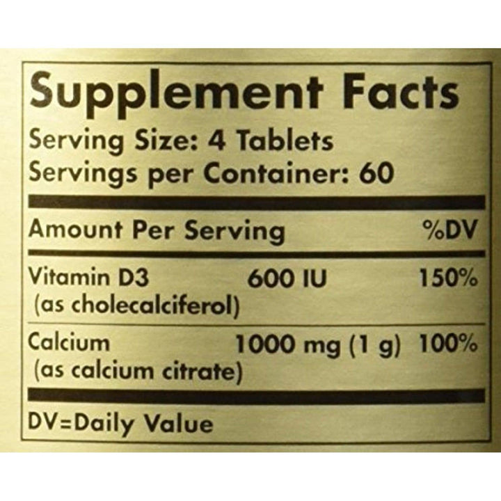 Solgar Calcium Citrate With Vitamin D3 60 Tablets