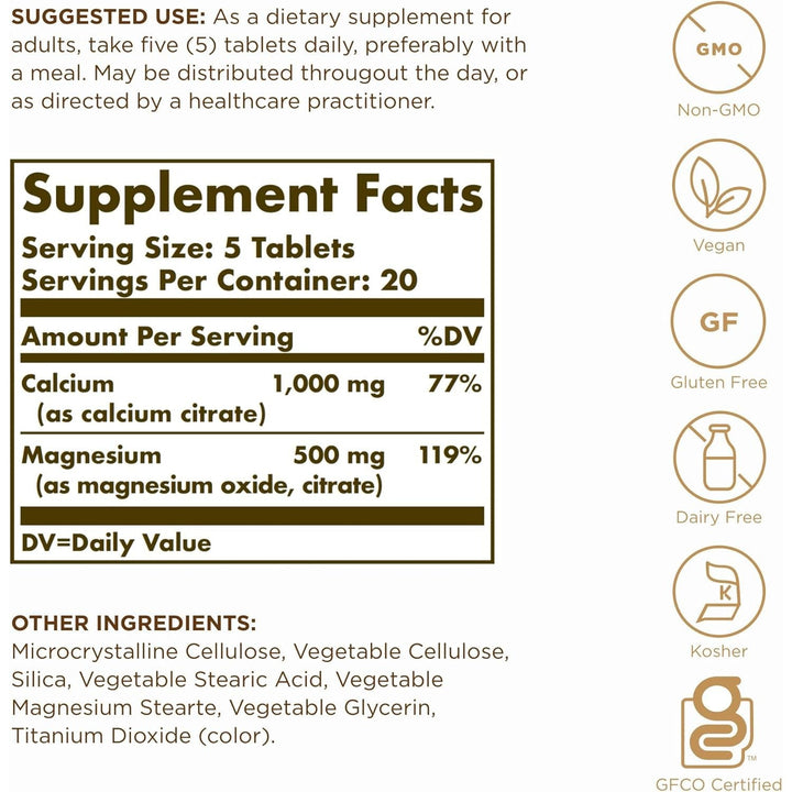 Solgar Calcium Magnesium Citrate - 100 Tablets