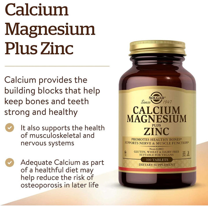 Solgar Calcium Magnesium Plus Zinc Vegan 100 Tablets