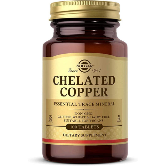 Solgar Chelated Copper Non-GMO Gluten Free Dairy Free Vegan 100 Tablets