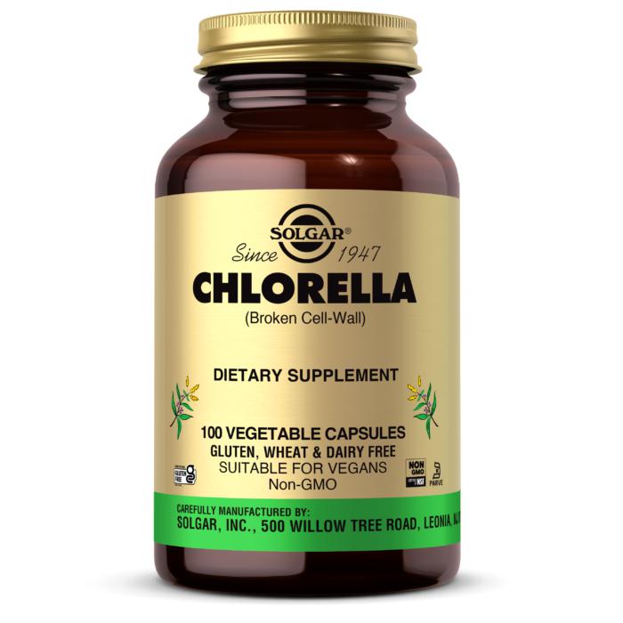 Solgar Chlorella Broken Cell-Wall Rich in Chlorophyll Non-GMO Gluten Free Dairy Free 100 Vegetable Capsules