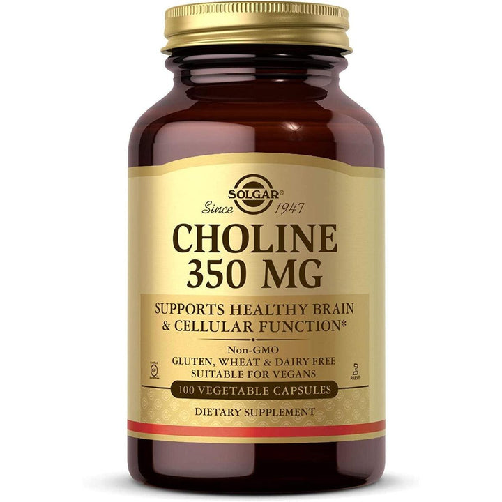 Solgar Choline 350 mg 100 Vegetable Capsules - Vegan Gluten Free Dairy Free