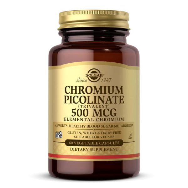 Solgar Chromium Picolinate 500mg Healthy Blood Sugar Metabolism 60 Vegetable Capsules
