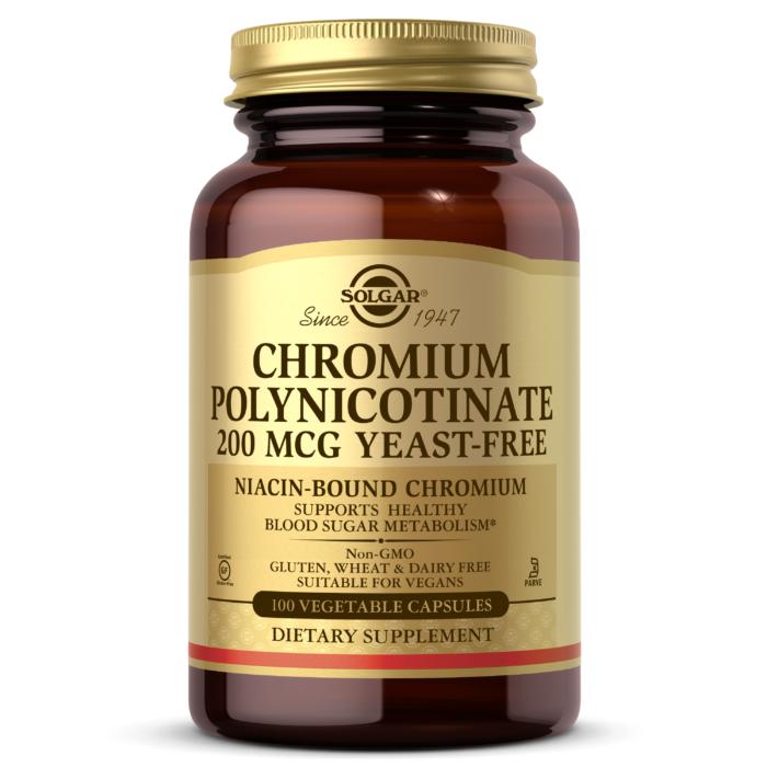 Solgar Chromium Polynicotinate Yeast Free 200 mcg 100 Veg Caps