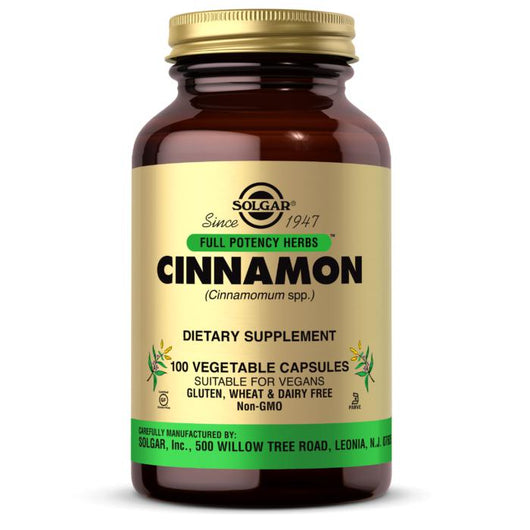 Solgar Cinnamon Full Potency Herbs Non-GMO 100 Vegetable Capsules