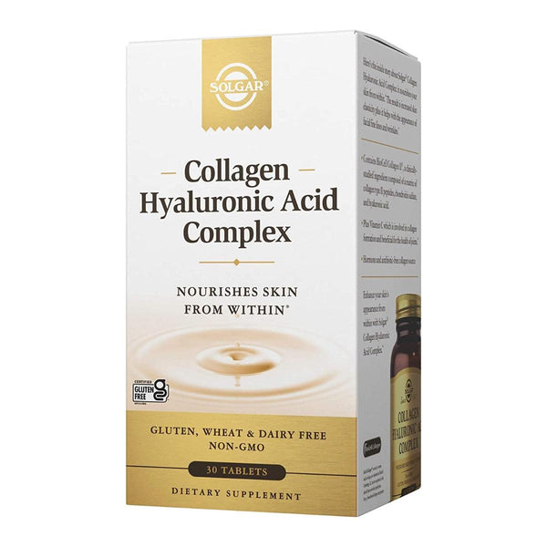 Solgar Collagen Hyaluronic Acid Complex Nourishes Skin From Within Gluten Free Non-GMO 30 Tablets