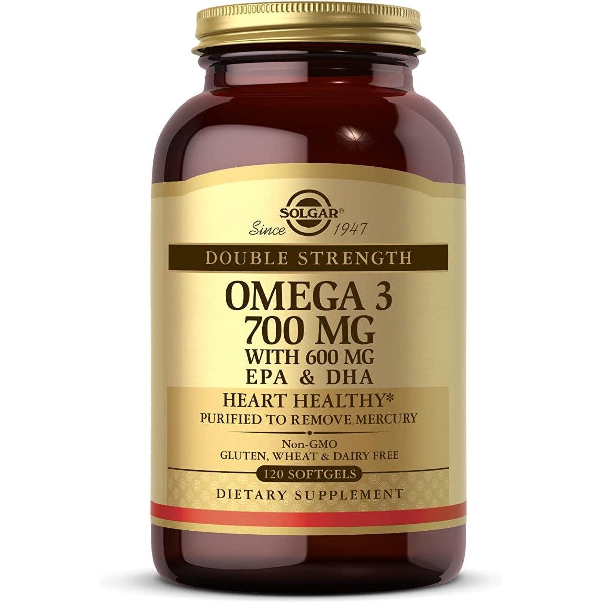 Solgar Double Strength Omega-3 Fish Oil 700 mg EPA & DHA Omega 3 120 Softgels
