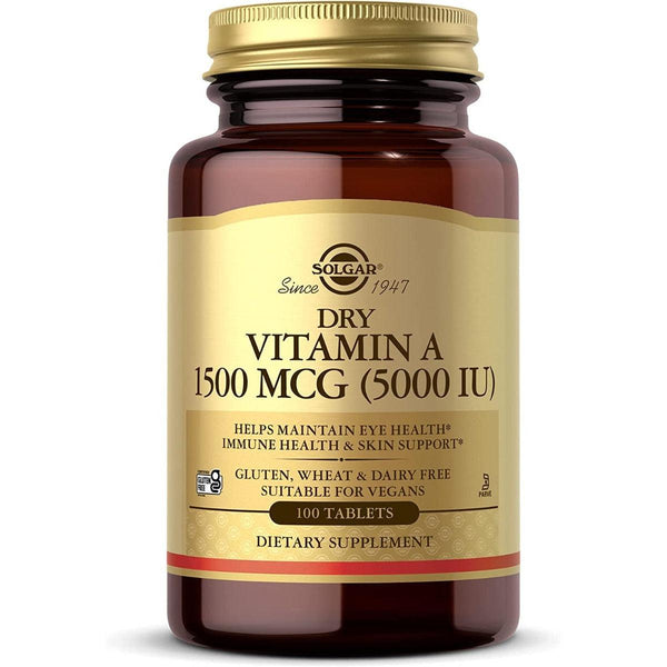 Solgar Dry Vitamin A 1500 MCG 5000IU Non-GMO 100 Tablets