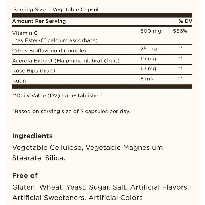 Solgar ESTER-C PLUS 500 MG Vitamin C Multi Source Immune Support 50 Vegetable Capsules