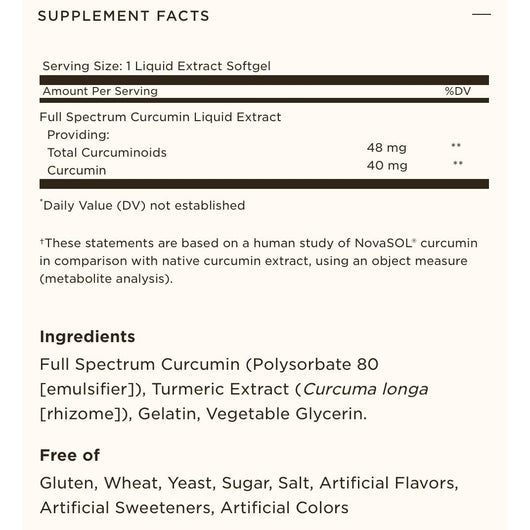 Solgar FULL SPECTRUM CURCUMIN Liquid Extract 90 Softgels