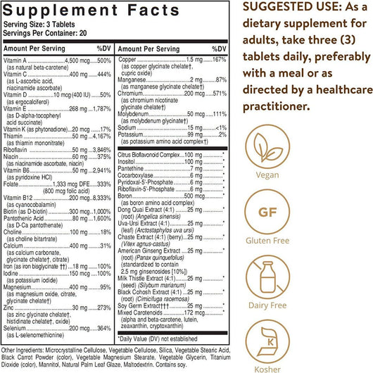 Solgar Female Multiple Advanced Multivitamin, Mineral, And Herbal Formula For Women 60 Tablets