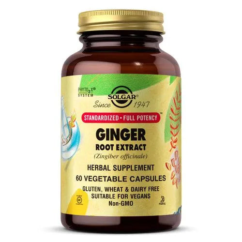 Solgar Full Potency Ginger Root Extract Herbal Supplement 60 Vegetable Capsules