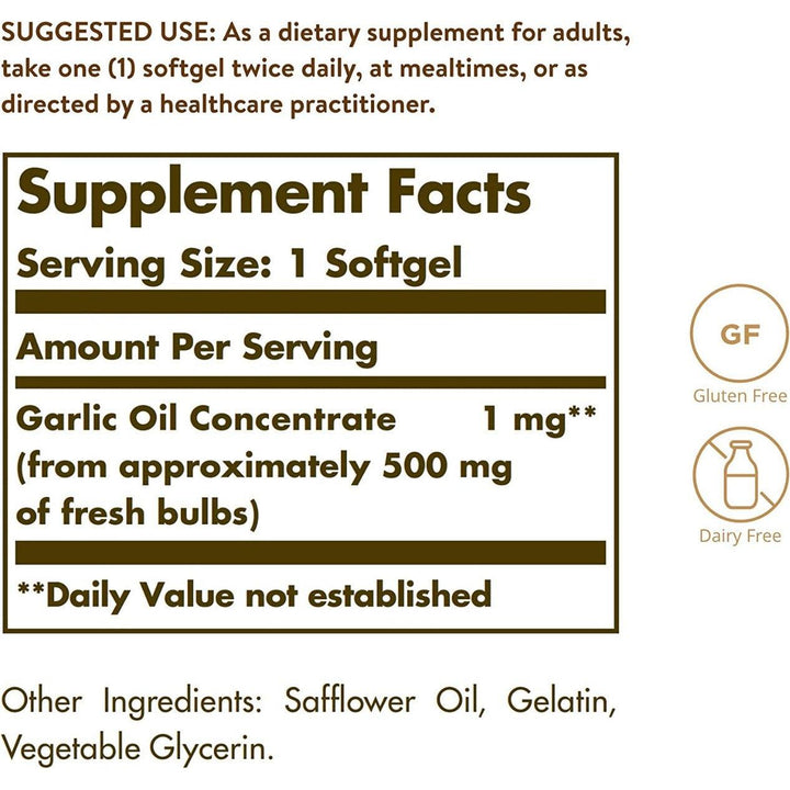 Solgar Garlic Oil Perles 100 Softgels