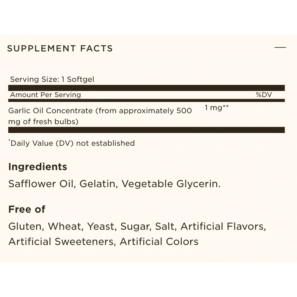 Solgar Garlic Oil Perles 250 Softgels