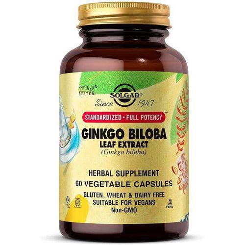 Solgar Ginkgo Biloba Leaf Extract Standardized Full Potency 60 Vegetable Capsules