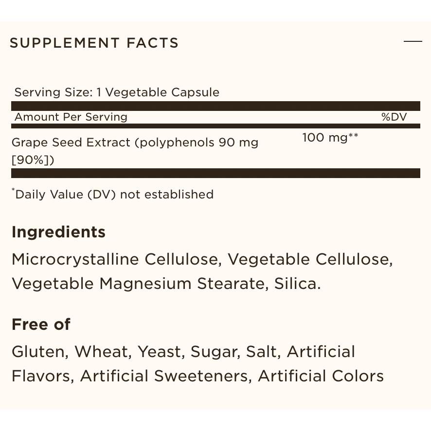 Solgar Grape Seed Extract 100 mg 60 Vegetable Capsules