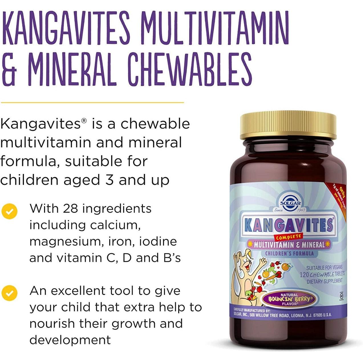Solgar KANGAVITES Complete Multivitamin & Mineral Children's Formula 120 Chewable Tablets