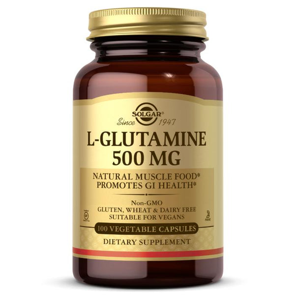 Solgar L-Glutamine 500mg Non-GMO Gluten Free Dairy Free Vegan 100 Veg Capsules