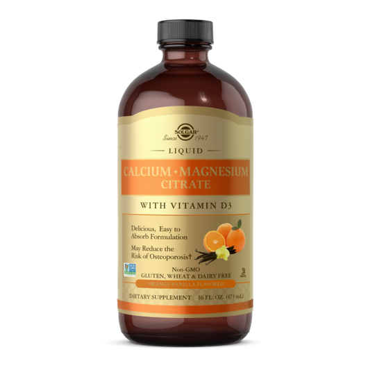 Solgar Liquid Calcium Magnesium Citrate with Vitamin D3 Natural Orange Vanilla Flavor 473ml